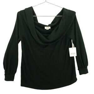 Ana Shirt Womens Small Green Long Sleeve Cowl Neck Off The Shoulder Casual Top